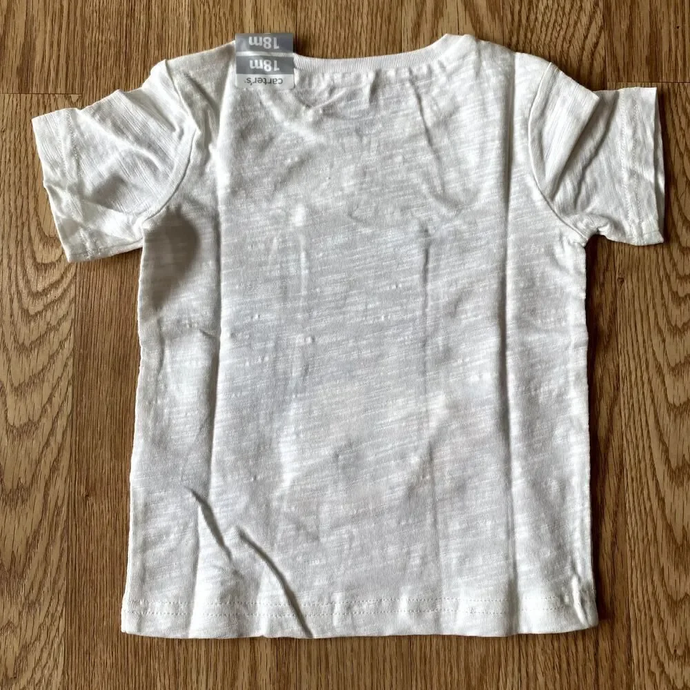 Carter's Dinosaur Surfs Up Interactive Flip Tee White 18 Months